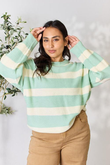 Pastel Striped Crewneck Sweater (S-3X)