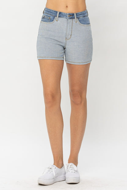 Beach Daze Color Block Denim Shorts (S-3X)