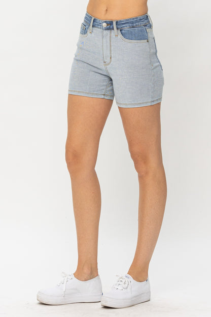 Beach Daze Color Block Denim Shorts (S-3X)