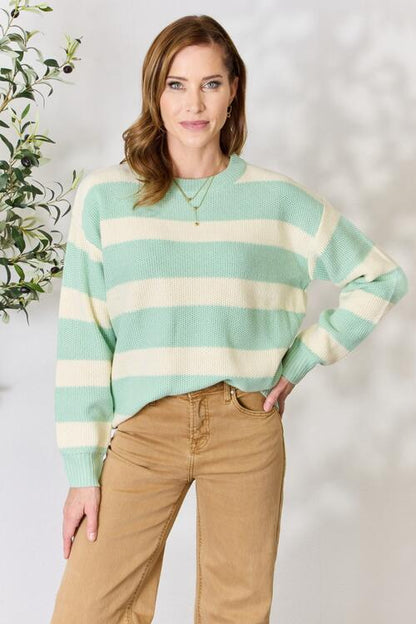 Pastel Striped Crewneck Sweater (S-3X)