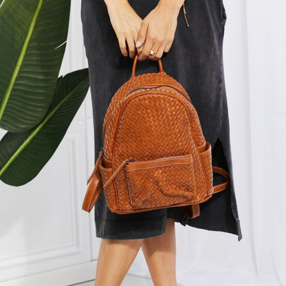 Faux Leather Woven Backpack